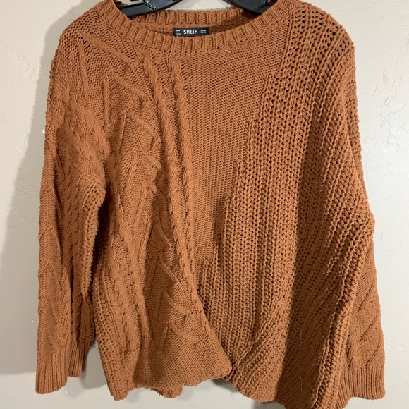 asymmetrical brown knit sweater - Picture 2 of 3